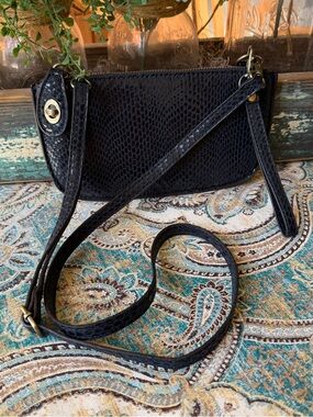 Reptile Embossed Crossbody Bag Vintage Black Minimalist 90s Small Purse